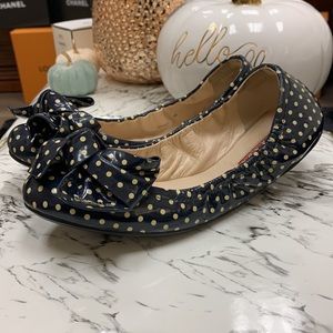 Prada Navy/Cream Polk Dot Patent Leather Ballerina Flats Size 38